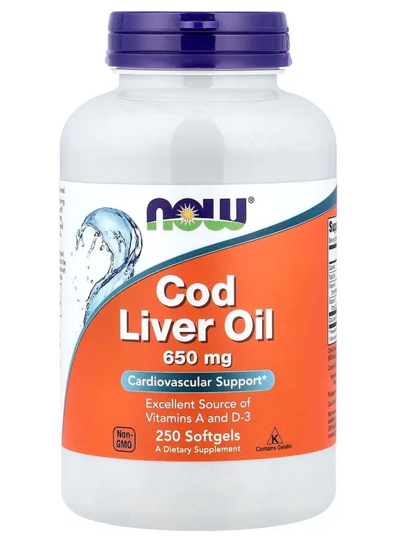 ناو زيت كبد سمك القد، 650 ملجم، 250 كبسولة هلامية - Image 1